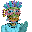 pixel art tiki mask waving