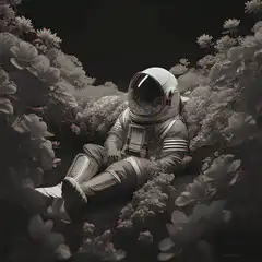 Astronaut in orange flowers