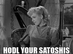Woman caressing dying man HODL YOUR SATOSHIS