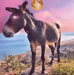 Donkey with Bitcoin and glowing eyes