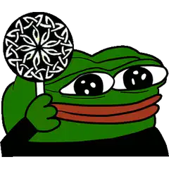 Pepe holding a lollipop