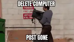 Michael Scott throws computer in dumpster