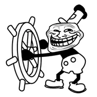Trollface steering ship wheel