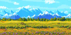 pixel art mountain landscape