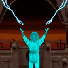 pixel art character summons lightning
