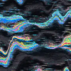 Colorful glitch art waves