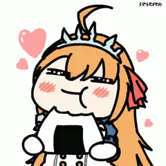 blushing anime girl with hearts