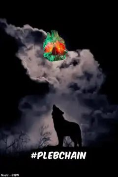 Wolf howling at a glowing heart in the sky