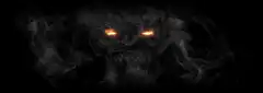 smoky demon face with glowing eyes