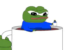 Pepe in a mug with tiny frog