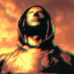 Hooded man with glitch effect