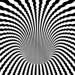 black and white optical illusion tunnel