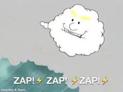 Angry cloud throwing lightning