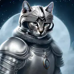 Knight Cat with Beans Text