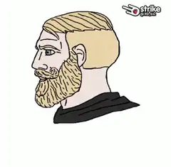 Bearded man head glow yes