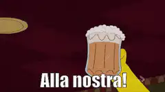 Simpsons beer toast with fire