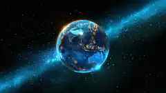 Glowing Earth in Space
