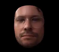 Man's face distorting and melting