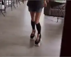 Person roller skating with light-up wheels