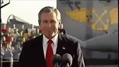 George W Bush Mission Accomplished banner reveal