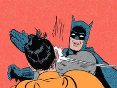 Batman slapping Robin