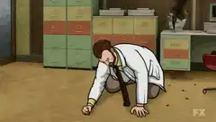 Don Draper crawling on office floor