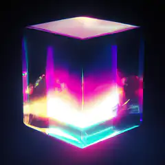 Iridescent glowing cube
