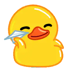 Duck emoji blowing a paper airplane