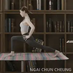 Woman doing yoga on floating mat
