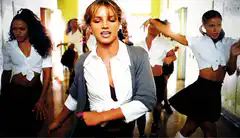 Britney Spears dancing in school hallway