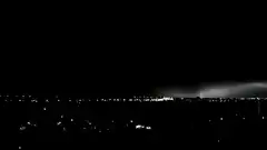 massive lightning strike over city