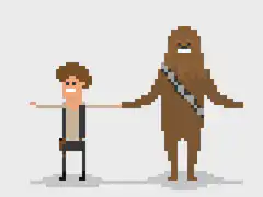 Han Solo and Chewbacca pixel art dance