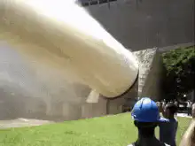 giant penis prop swings over crowd