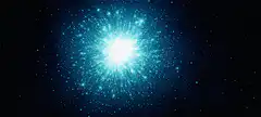 Blue glowing particle explosion