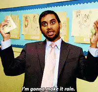Aziz Ansari making it rain