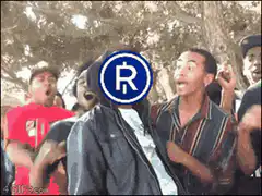 Group of men reacting with shock