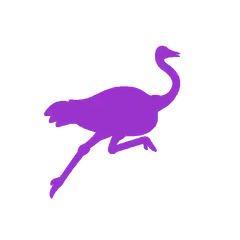 purple ostrich silhouette running