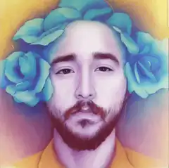 Post Malone with blue roses
