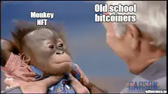 Monkey NFT hugs old school bitcoiners
