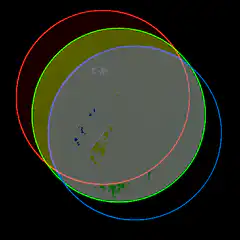 Rotating colored circles over map