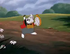 White Rabbit running with pocket watch
