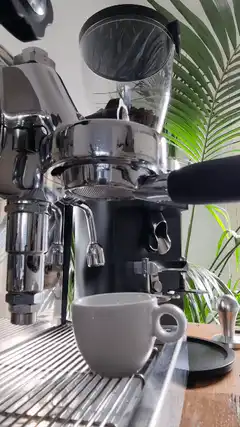 espresso pouring from machine