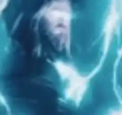 Thor glowing with blue energy