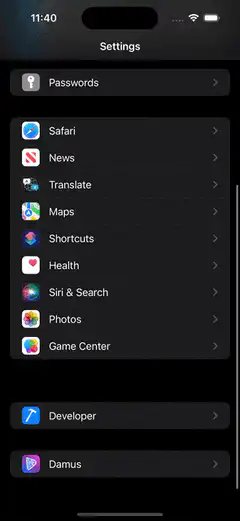 Damus app settings and translation