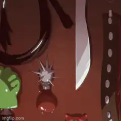 Frog character in latex outfit