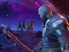 Kratos turns around and curses