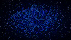 blue circuit board brain animation