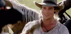 Brad Pitt smiling in a cowboy hat