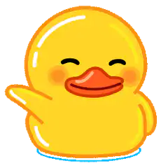 Yellow duck emoji waving and blinking