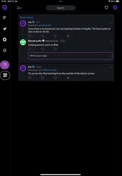 Iris app split screen scrolling